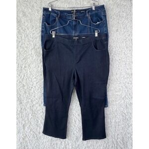 Susan‎ Graver Jeans 20WP Dark Indigo Blue Bootcut Straight Leg Plus Petite Lot 2
